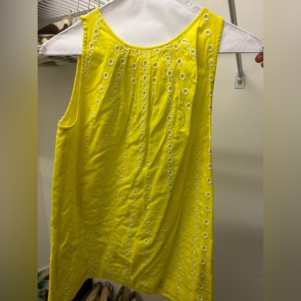 Yellow eyelet sleeveless blouse